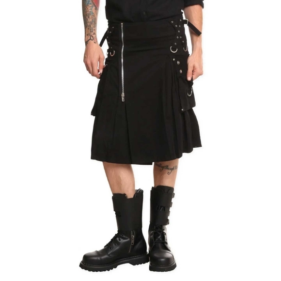Tripp NYC Kilt Pleated Skirt Punk Goth Bondage Cargo Utility Pockets Y2K Emo - Picture 3 of 6